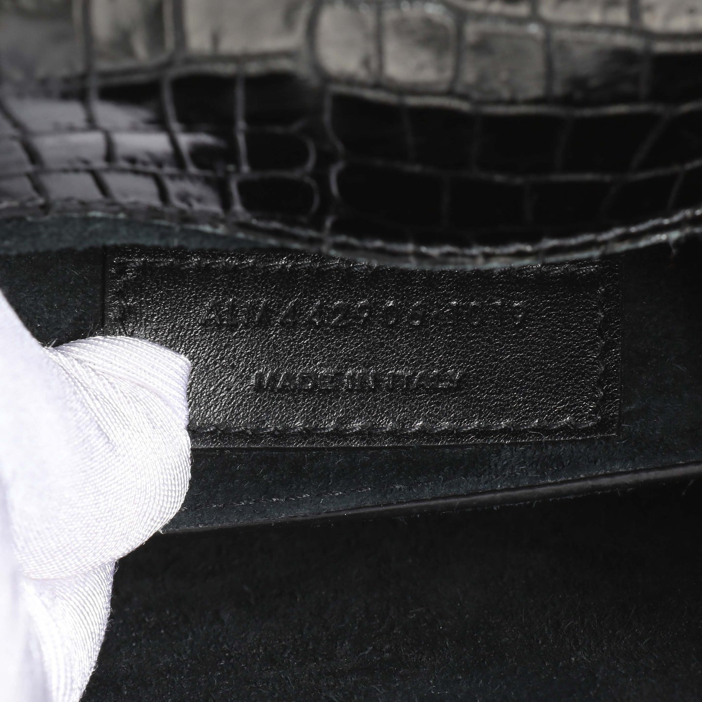 Exclusive Saint Laurent Black Crocodile Embossed Calfskin Medium Monogram Sunset — Alternate View 10