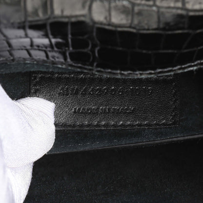 Exclusive Saint Laurent Black Crocodile Embossed Calfskin Medium Monogram Sunset — Alternate View 10
