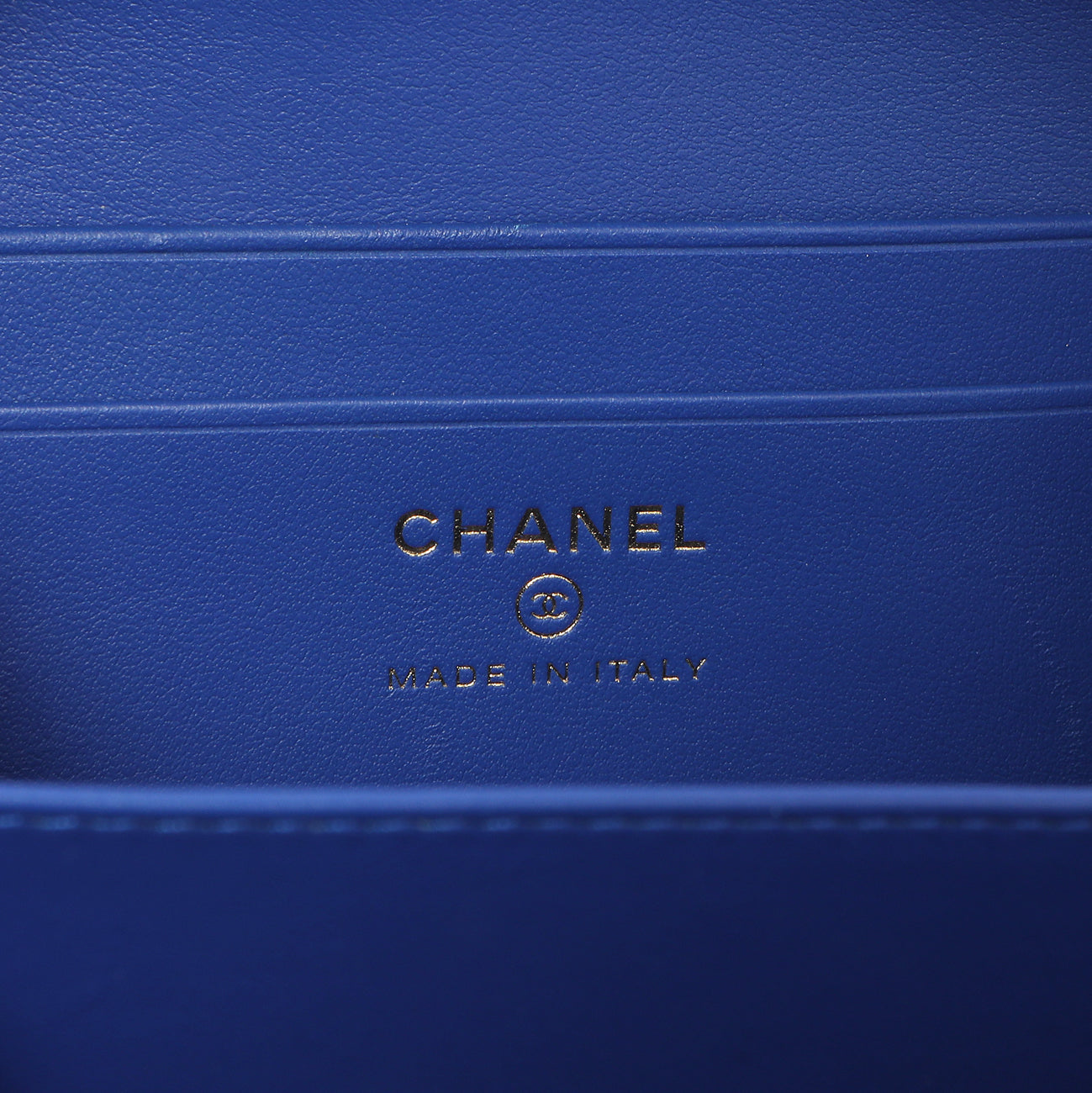 Exclusive Chanel Blue White Red Caviar Quilted Micro CC Filigree Vanity Case — Lifestyle View
