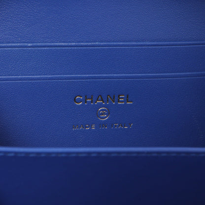 Exclusive Chanel Blue White Red Caviar Quilted Micro CC Filigree Vanity Case — Lifestyle View