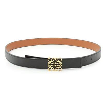 Exclusive Loewe Black Tan Calfskin Anagram Belt — Front View