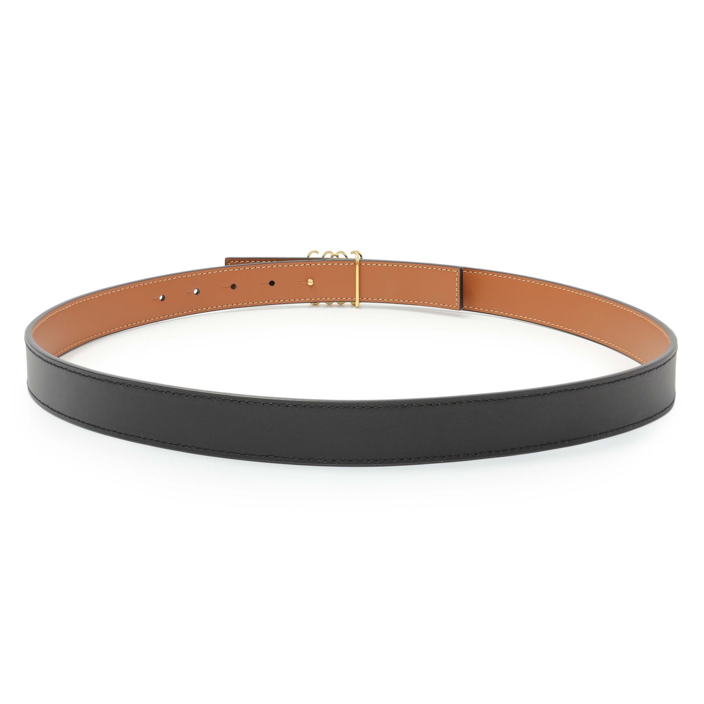 Exclusive Loewe Black Tan Calfskin Anagram Belt — Side View