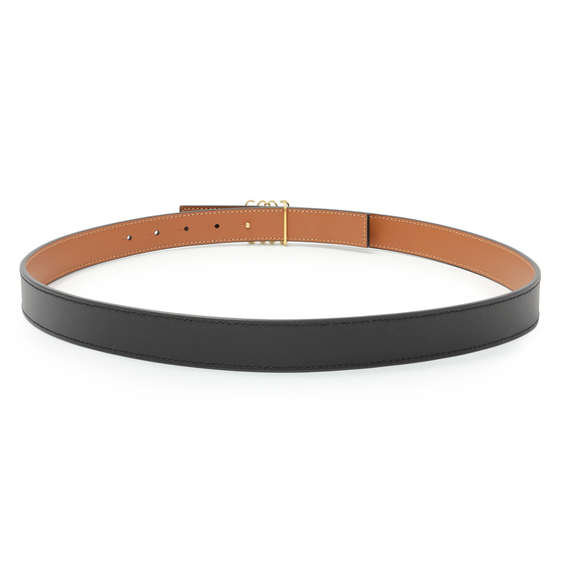 Exclusive Loewe Black Tan Calfskin Anagram Belt — Side View