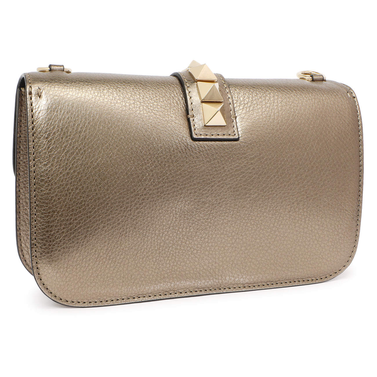 Exclusive Valentino Metallic Vitello Medium Glam Lock Rockstud Flap — Side View