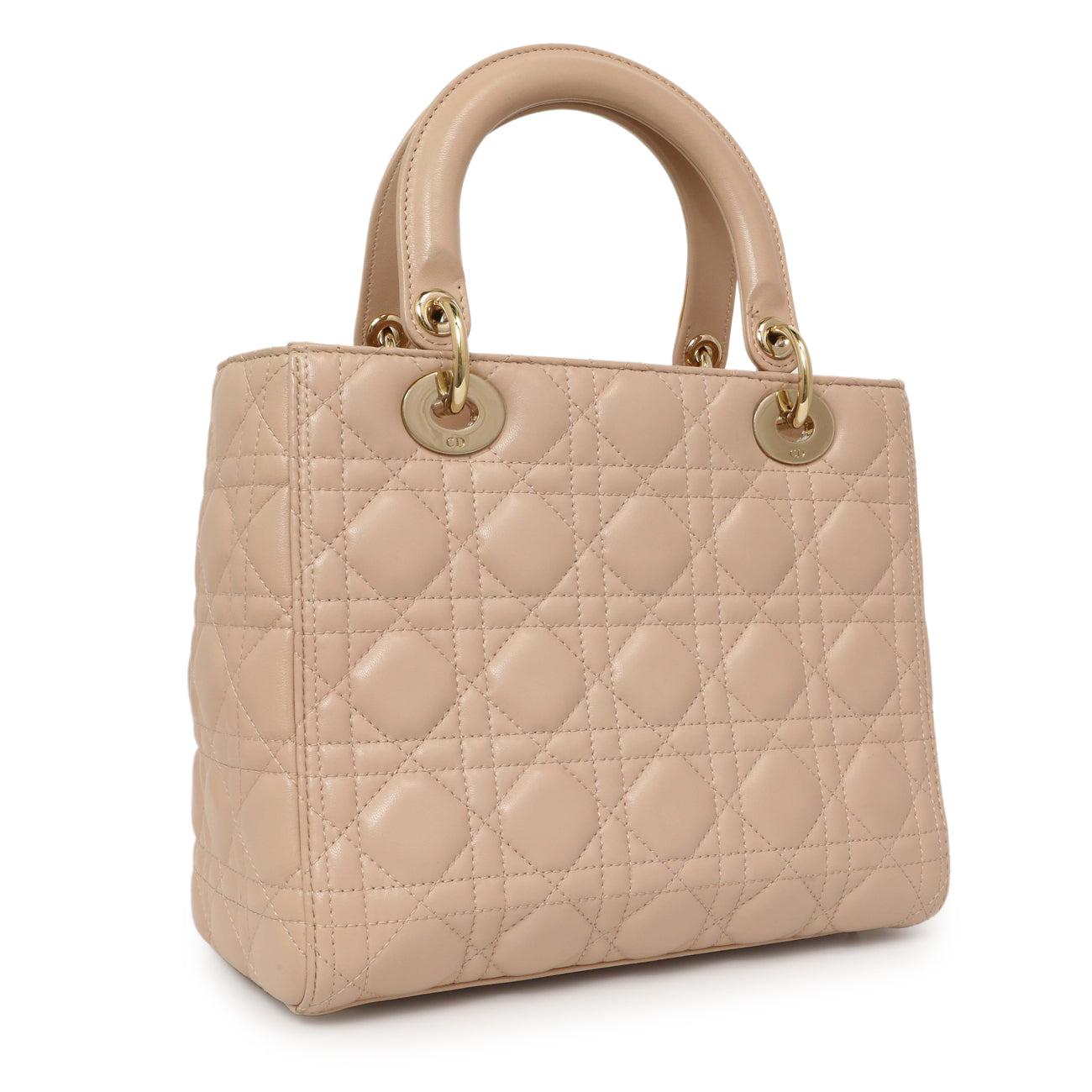 Exclusive Christian Dior Light Pink Lambskin Cannage Medium Lady Dior — Side View
