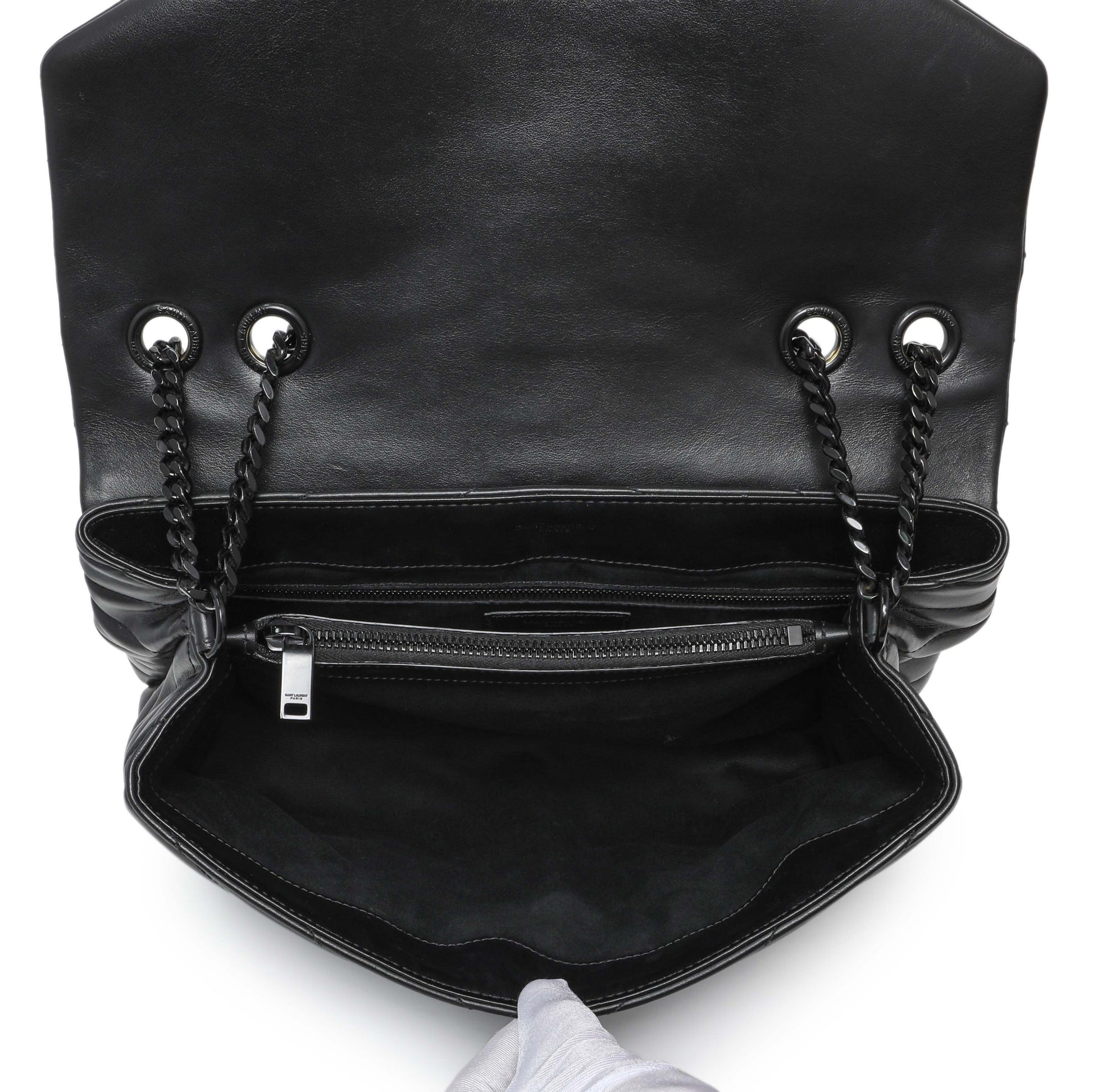Exclusive Saint Laurent Black Calfskin Medium Loulou — Alternate View 8