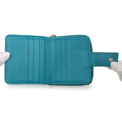 Exclusive Gucci Teal Microguccissima Compact Wallet — Top View