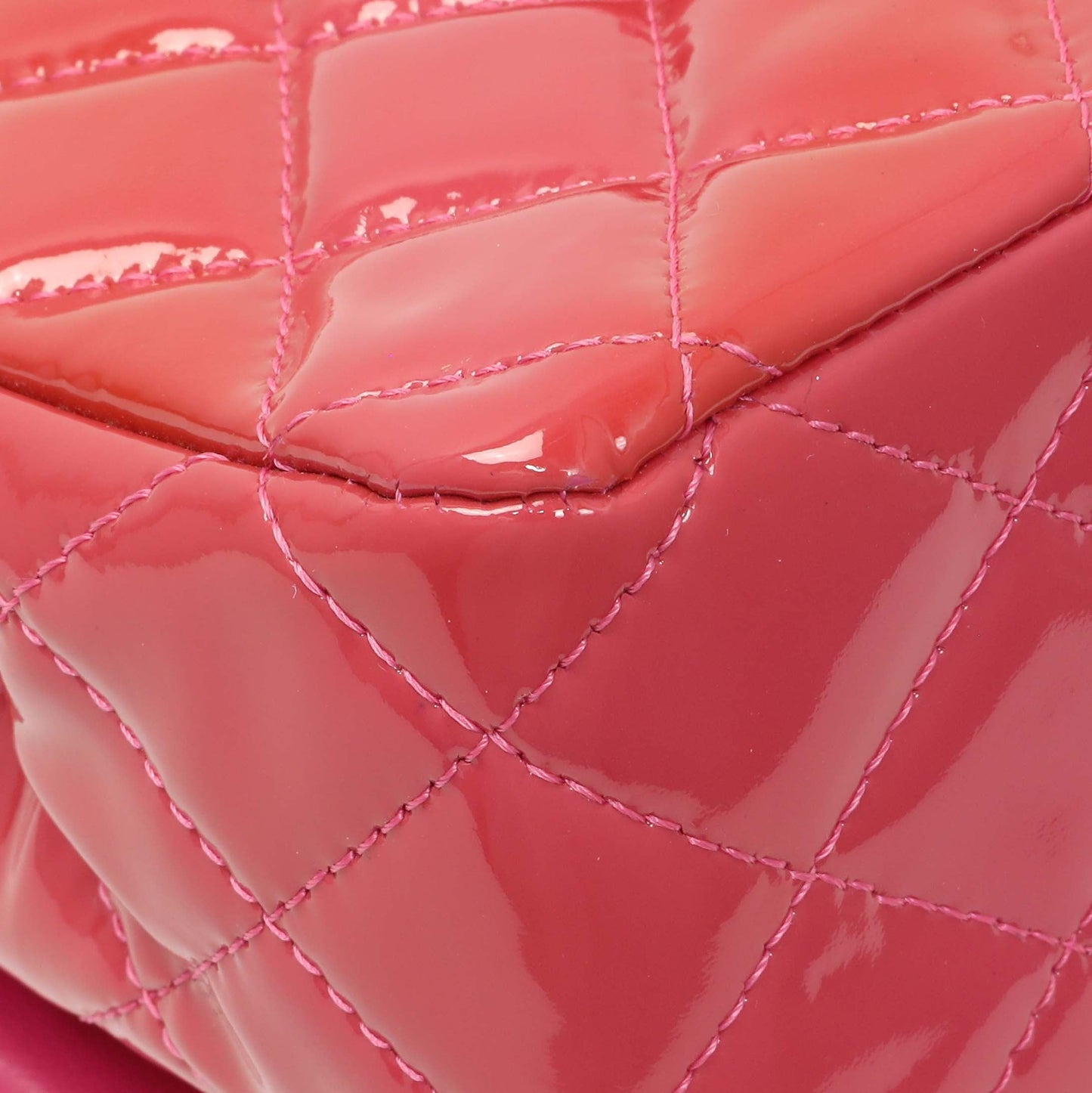 Exclusive Chanel Coral Pink Patent Medium Double Flap — Lifestyle View