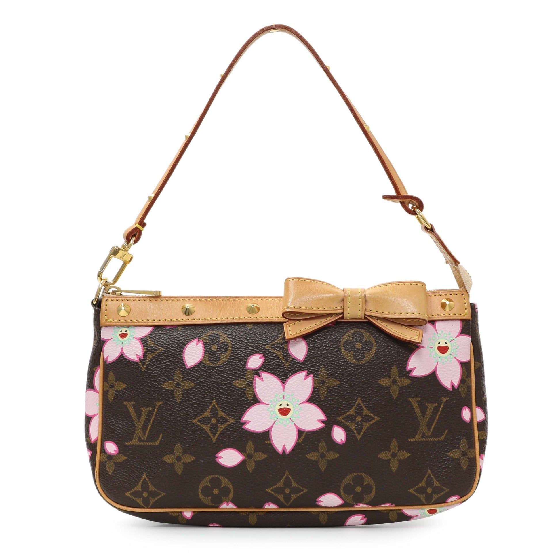 Exclusive Louis Vuitton x Takashi Murakami Monogram Cherry Blossom Pochette Accessories — Front View