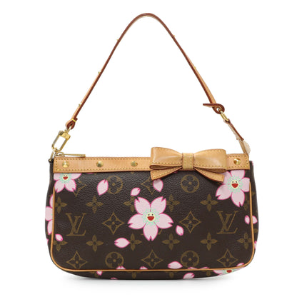 Exclusive Louis Vuitton x Takashi Murakami Monogram Cherry Blossom Pochette Accessories — Front View