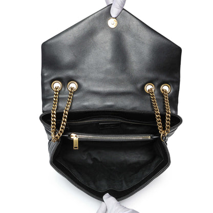 Exclusive Saint Laurent Black Calfskin Y Quilted Monogram Medium Loulou Chain Satchel — Alternate View 8
