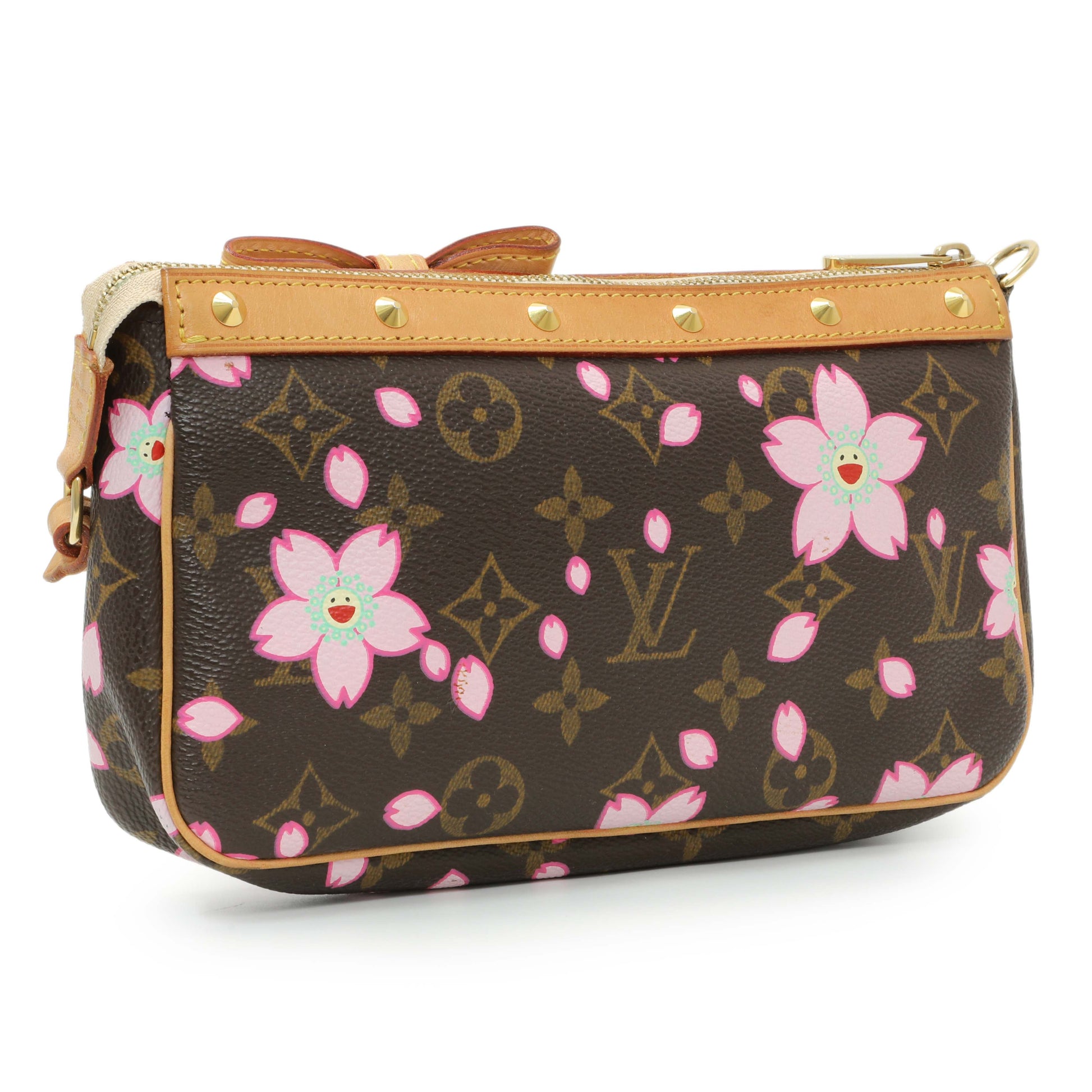 Exclusive Louis Vuitton x Takashi Murakami Monogram Cherry Blossom Pochette Accessories — Side View