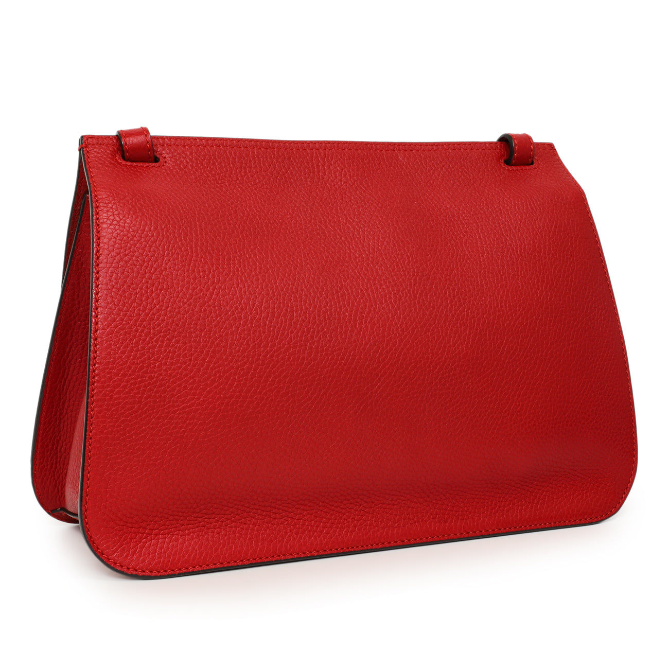 Exclusive Gucci Hibiscus Red Calfskin Bamboo Daily Flap — Side View