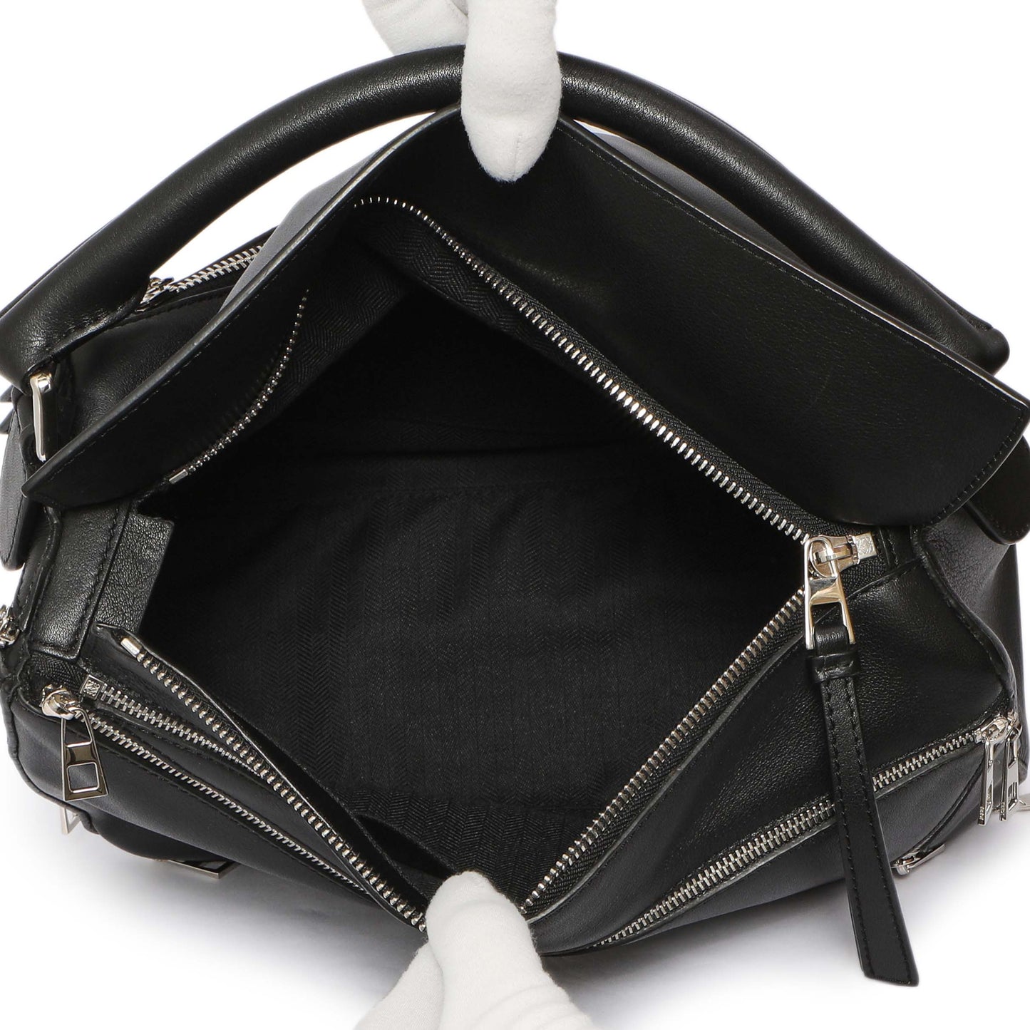 Exclusive Loewe Black Calfskin Medium Zipper Puzzle Bag — Top View