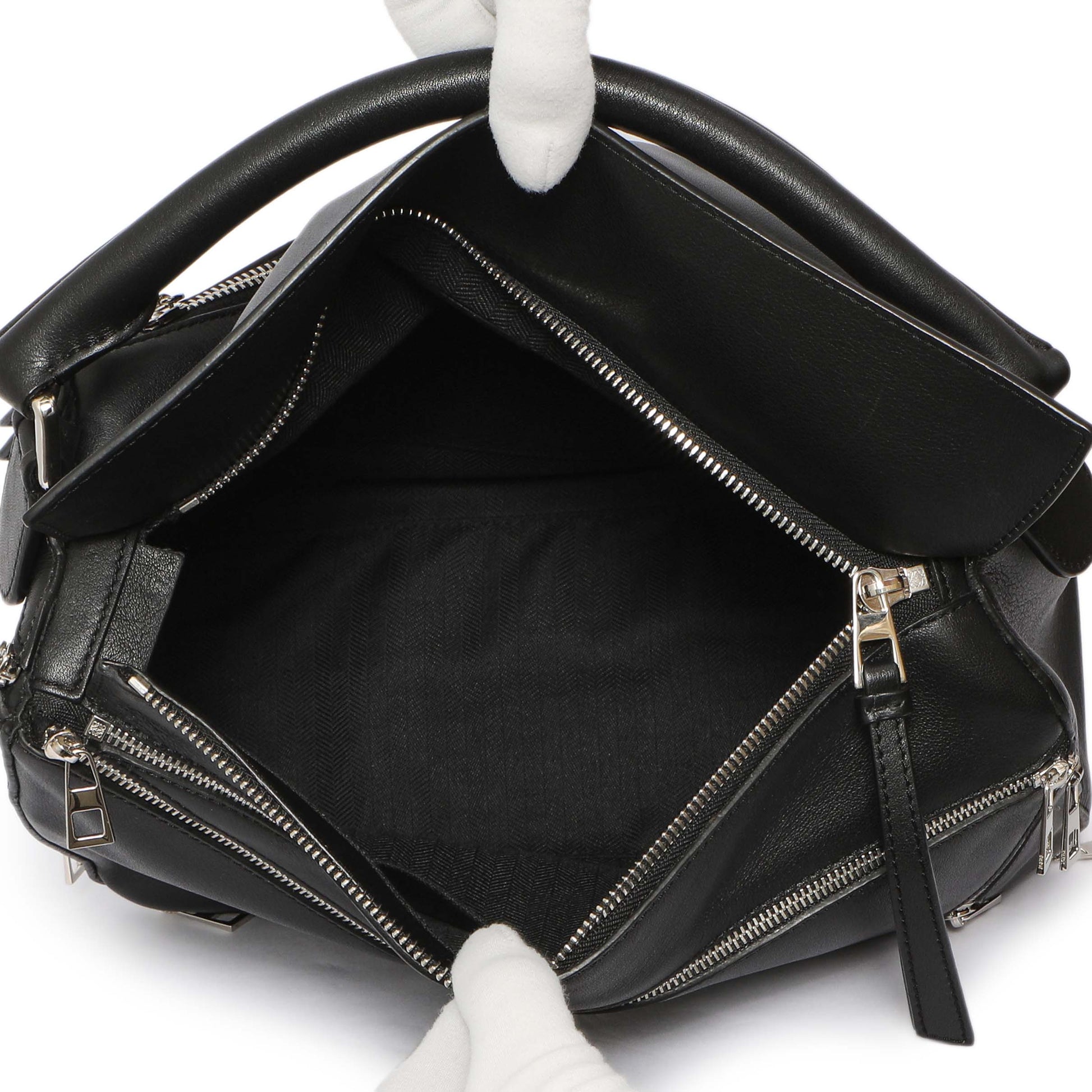 Exclusive Loewe Black Calfskin Medium Zipper Puzzle Bag — Top View