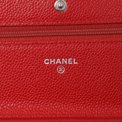 Exclusive Chanel Red Caviar Classic Wallet On Chain — Alternate View 13