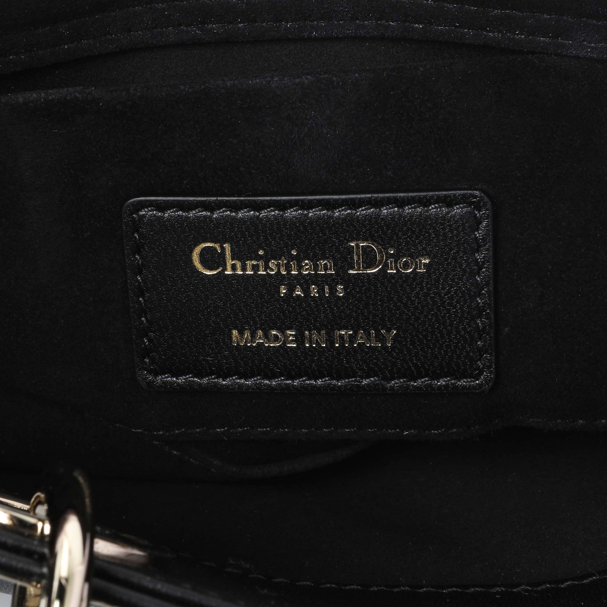 Exclusive Christian Dior Black Cannage Small Lambskin Lady D-Joy — Detail View