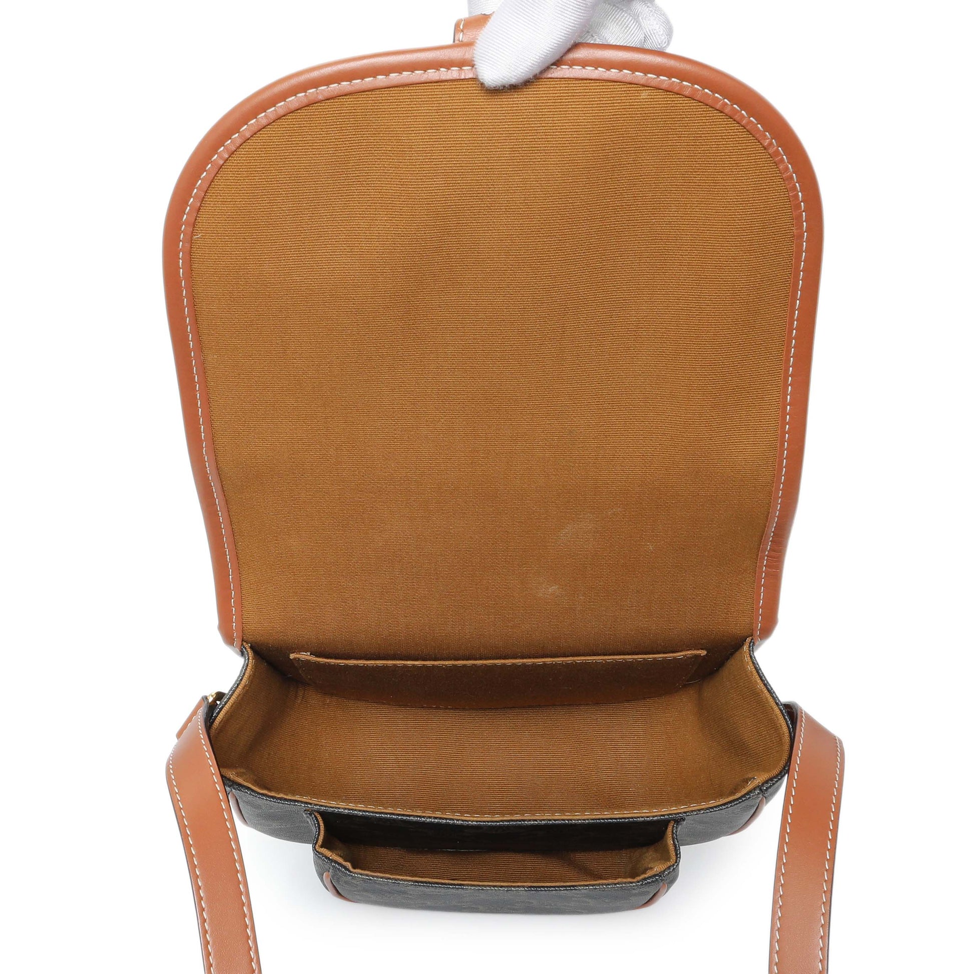 Exclusive Celine Tan Triomphe Canvas Medium Folco Bag — Top View