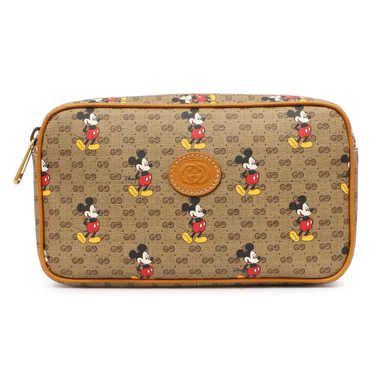 Exclusive Gucci X Disney Mini Vintage GG Supreme Monogram Mickey Mouse Belt Bag — Front View
