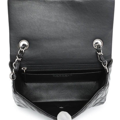 Exclusive Chanel Black Quilted Patent Mini Rectangular Flap — Top View