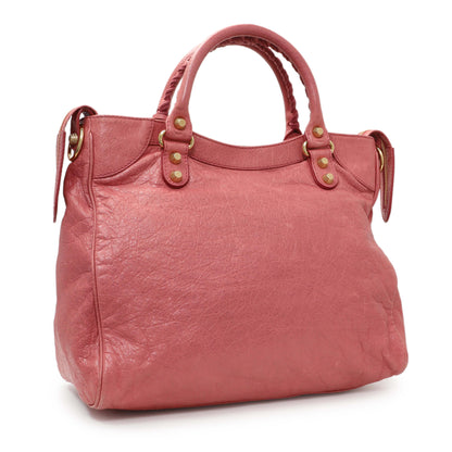 Exclusive Balenciaga Pink Agneau Classic Gold Hardware Velo — Side View