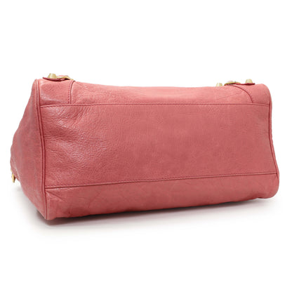 Exclusive Balenciaga Pink Agneau Classic Gold Hardware Velo — Back View