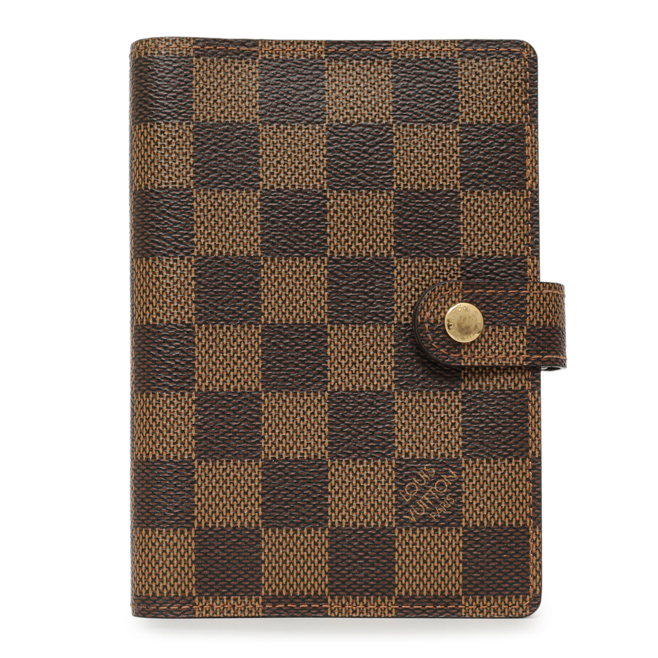 Exclusive Louis Vuitton Damier Ebene Small Ring Agenda Cover — Front View