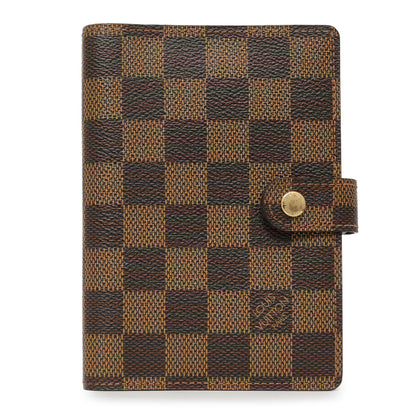 Exclusive Louis Vuitton Damier Ebene Small Ring Agenda Cover — Front View