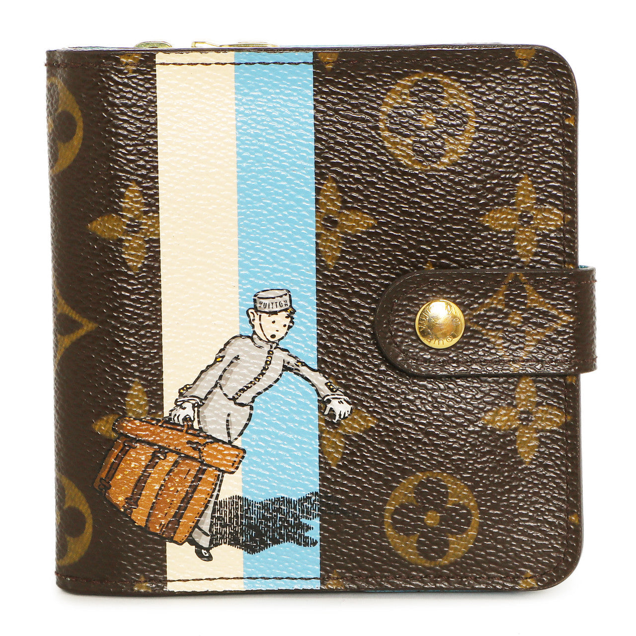 Exclusive Louis Vuitton Monogram Groom Compact Zip Wallet — Front View