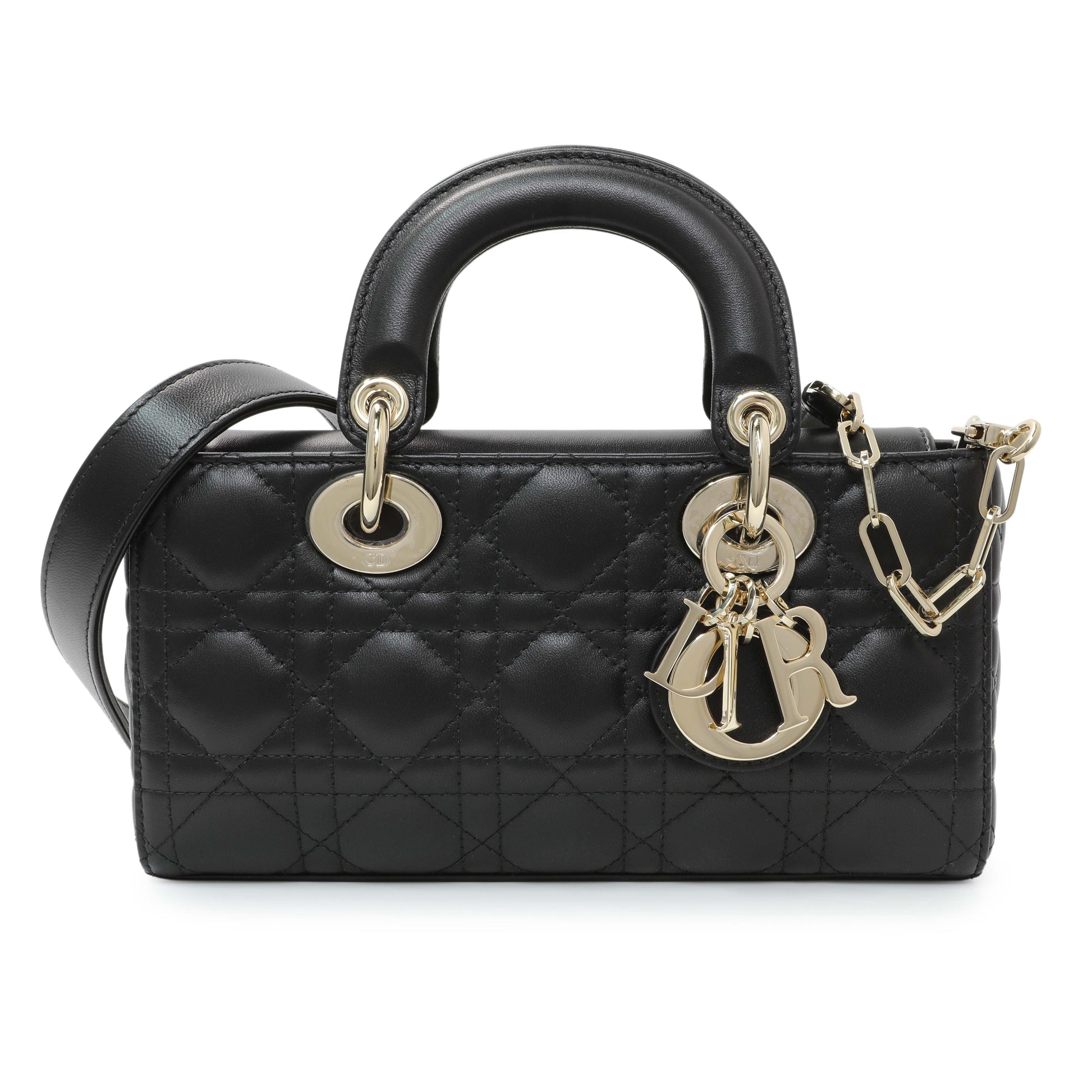 Exclusive Christian Dior Black Cannage Small Lambskin Lady D-Joy — Front View