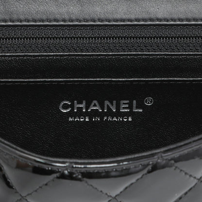 Exclusive Chanel Black Quilted Patent Mini Rectangular Flap — Detail View