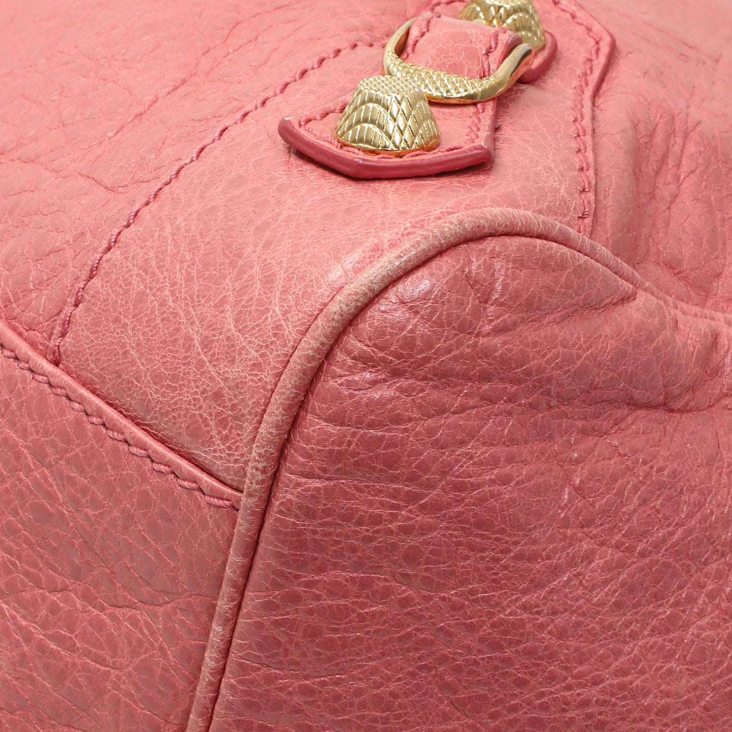 Exclusive Balenciaga Pink Agneau Classic Gold Hardware Velo — Detail View