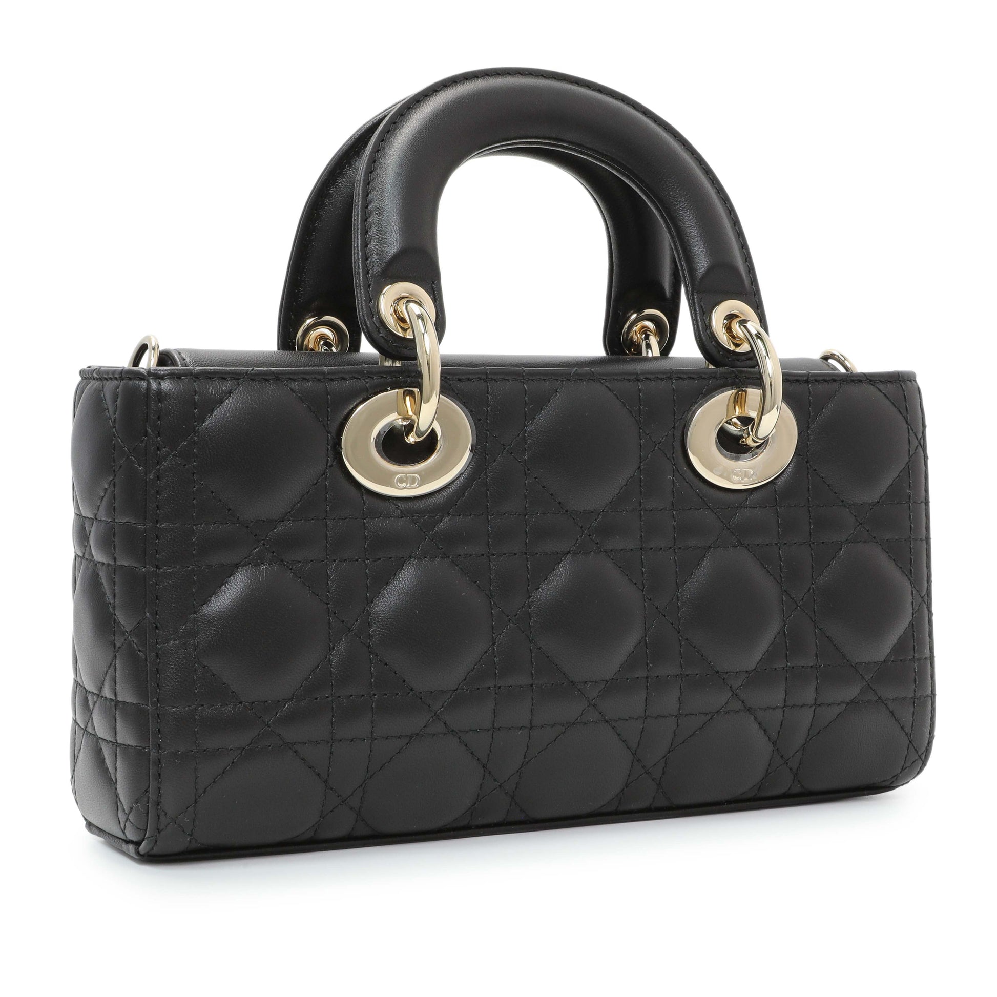 Exclusive Christian Dior Black Cannage Small Lambskin Lady D-Joy — Side View