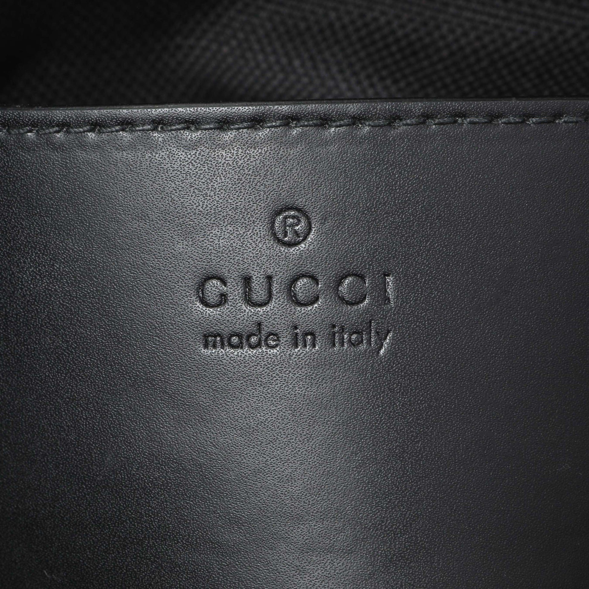 Exclusive Gucci Black GG Supreme Monogram Web Small Flat Messenger Bag — Detail View