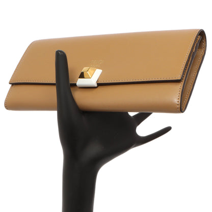 Exclusive Fendi Brown Vitello Liberty Studded Continental Wallet — Lifestyle View