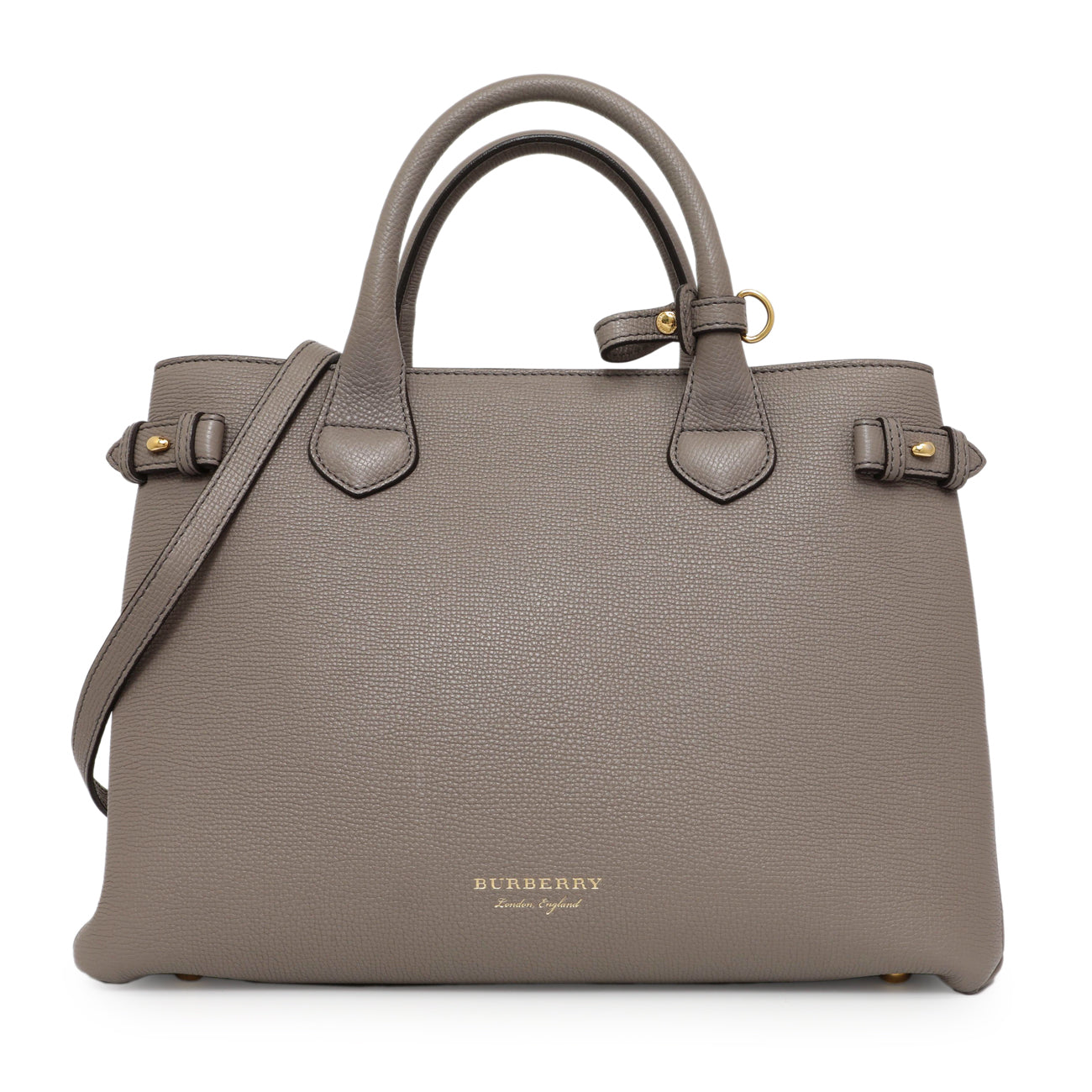 Exclusive Burberry Grey Calfskin House Check Medium Banner Tote — Front View