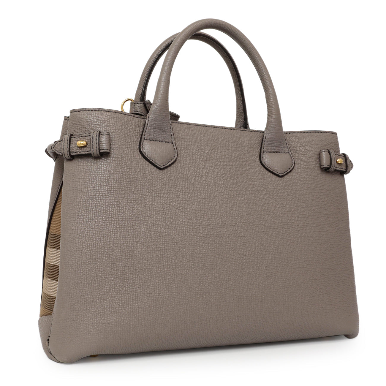 Exclusive Burberry Grey Calfskin House Check Medium Banner Tote — Side View
