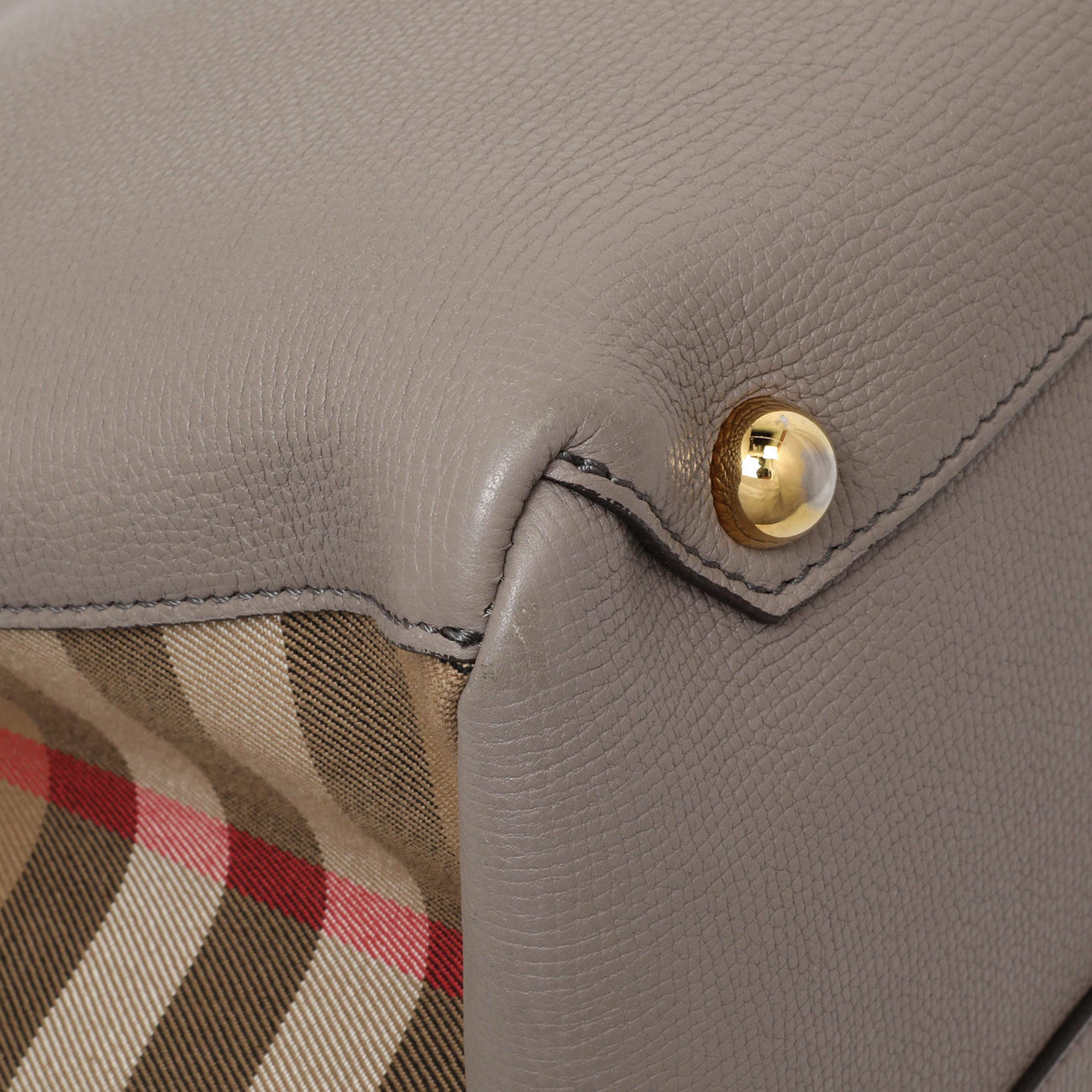 Exclusive Burberry Grey Calfskin House Check Medium Banner Tote — Top View