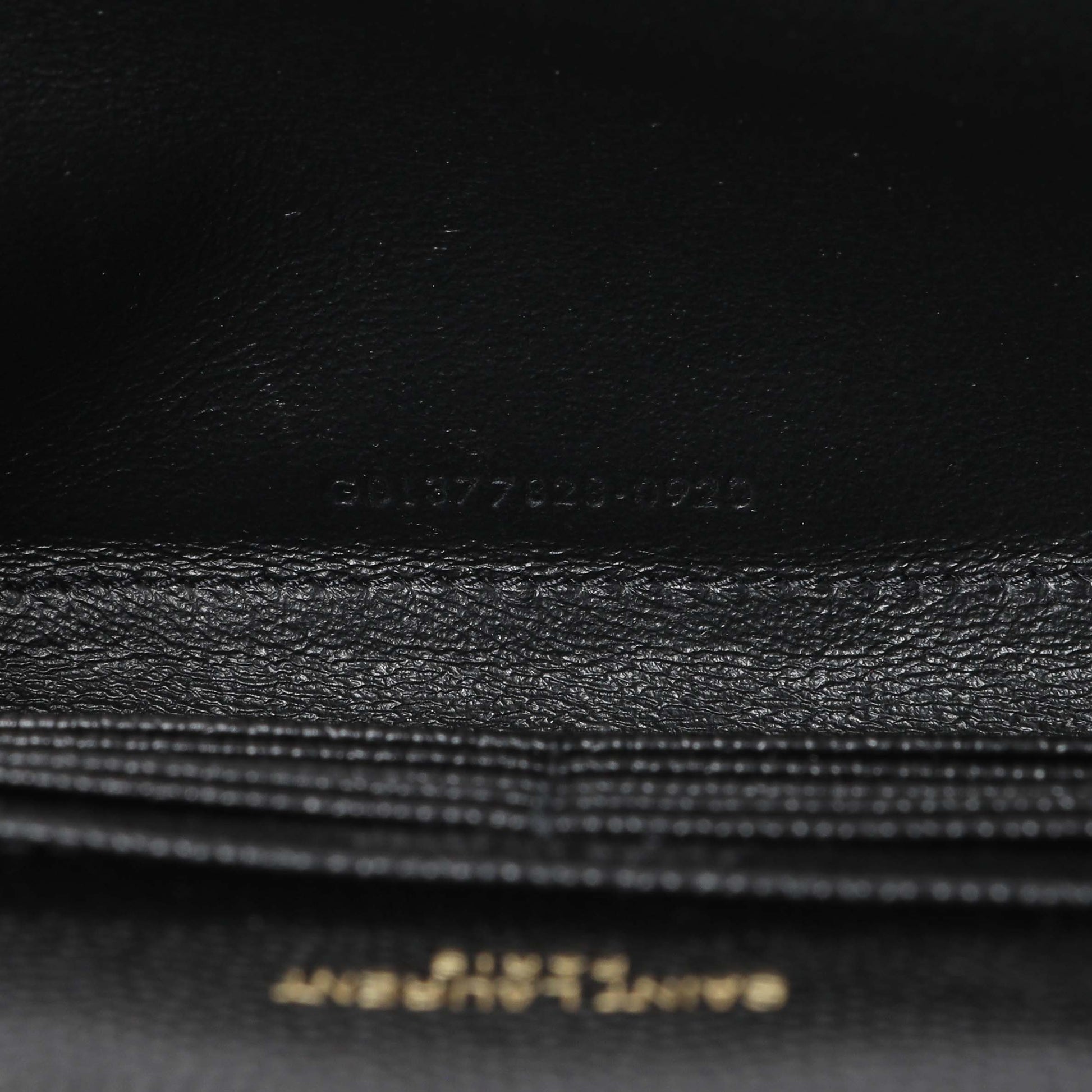 Exclusive Saint Laurent Black Grain De Poudre Matelasse Chevron Monogram Chain Wallet — Lifestyle View