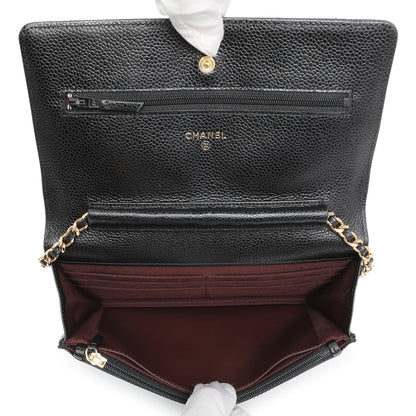 Exclusive Chanel Black Caviar Wallet On Chain — Top View