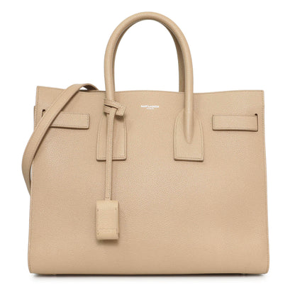 Exclusive Saint Laurent Beige Grained Calfskin Small Sac De Jour — Front View