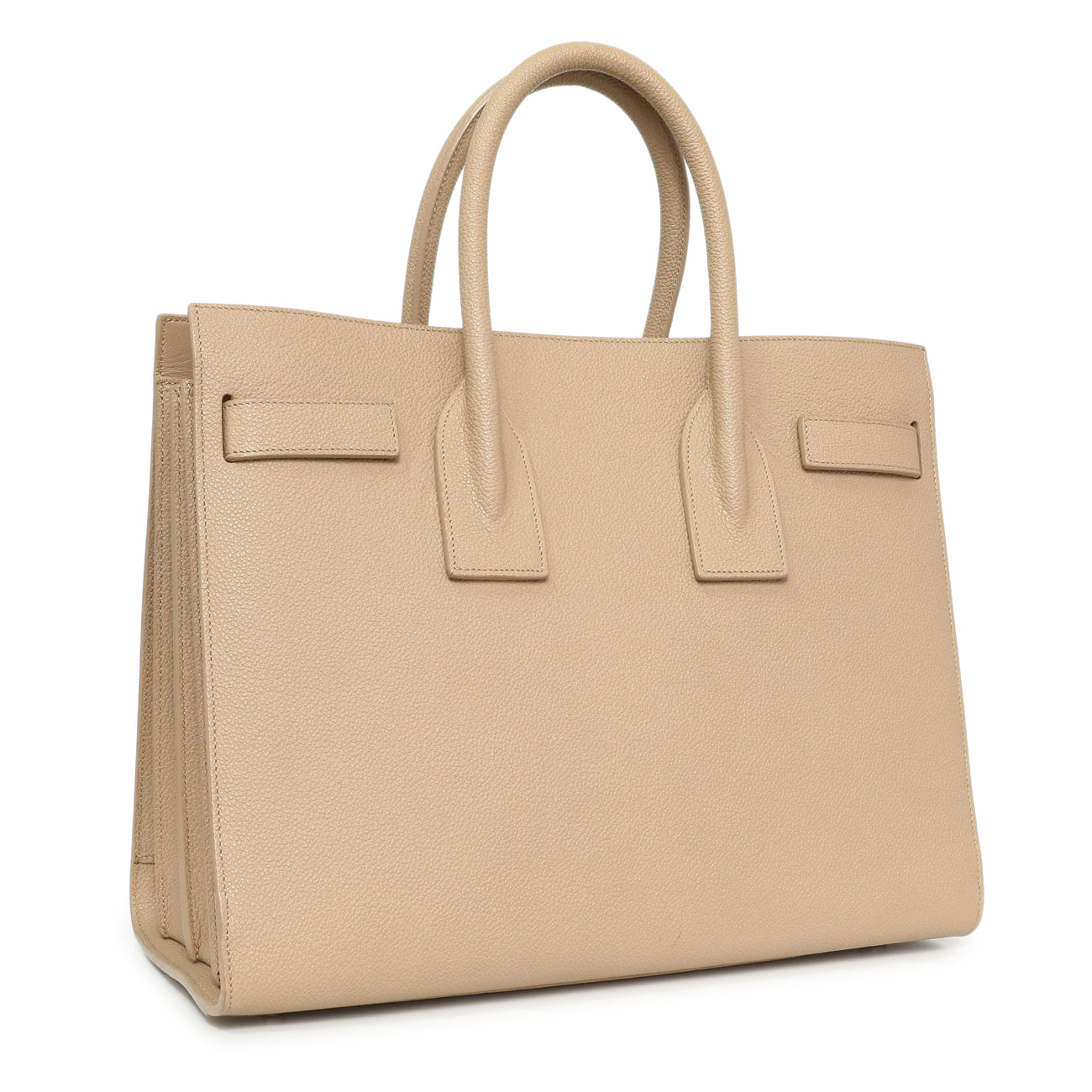 Exclusive Saint Laurent Beige Grained Calfskin Small Sac De Jour — Side View