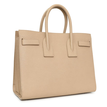 Exclusive Saint Laurent Beige Grained Calfskin Small Sac De Jour — Side View