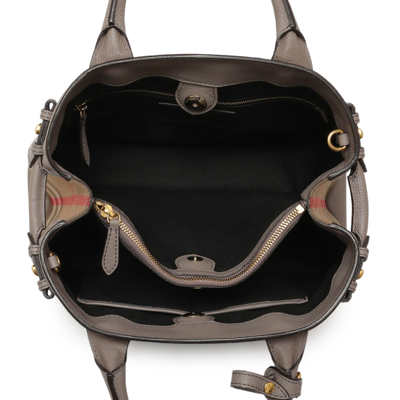 Exclusive Burberry Grey Calfskin House Check Medium Banner Tote — Alternate View 8