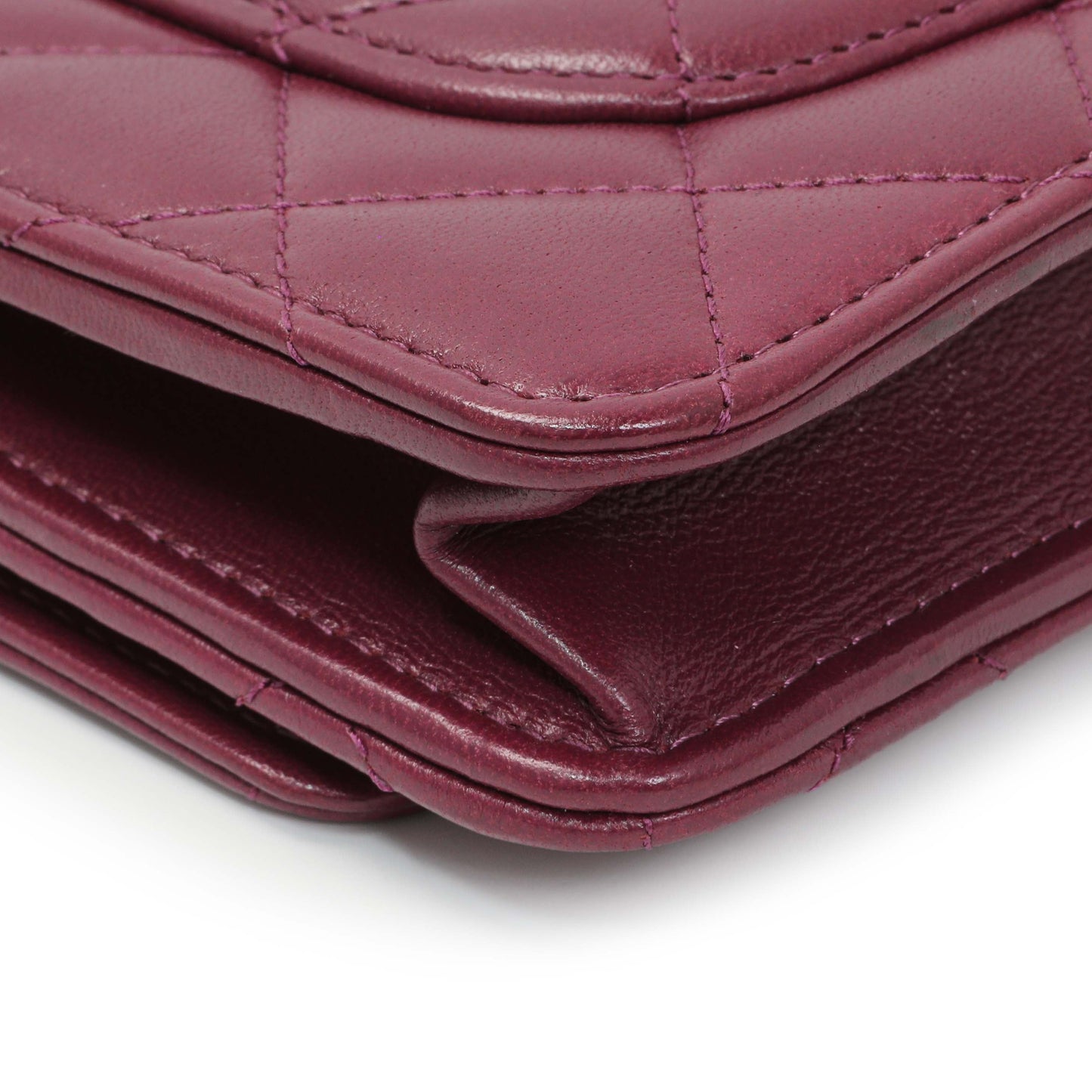 Exclusive Chanel Purple Lambskin Quilted Wallet On Chain — Lifestyle View