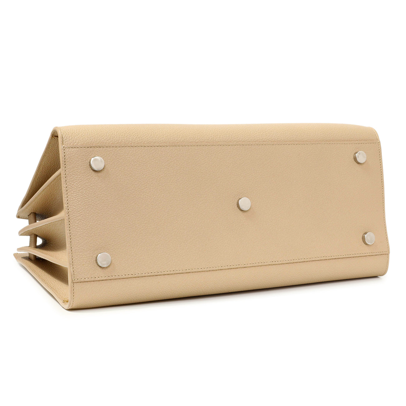 Exclusive Saint Laurent Beige Grained Calfskin Small Sac De Jour — Back View