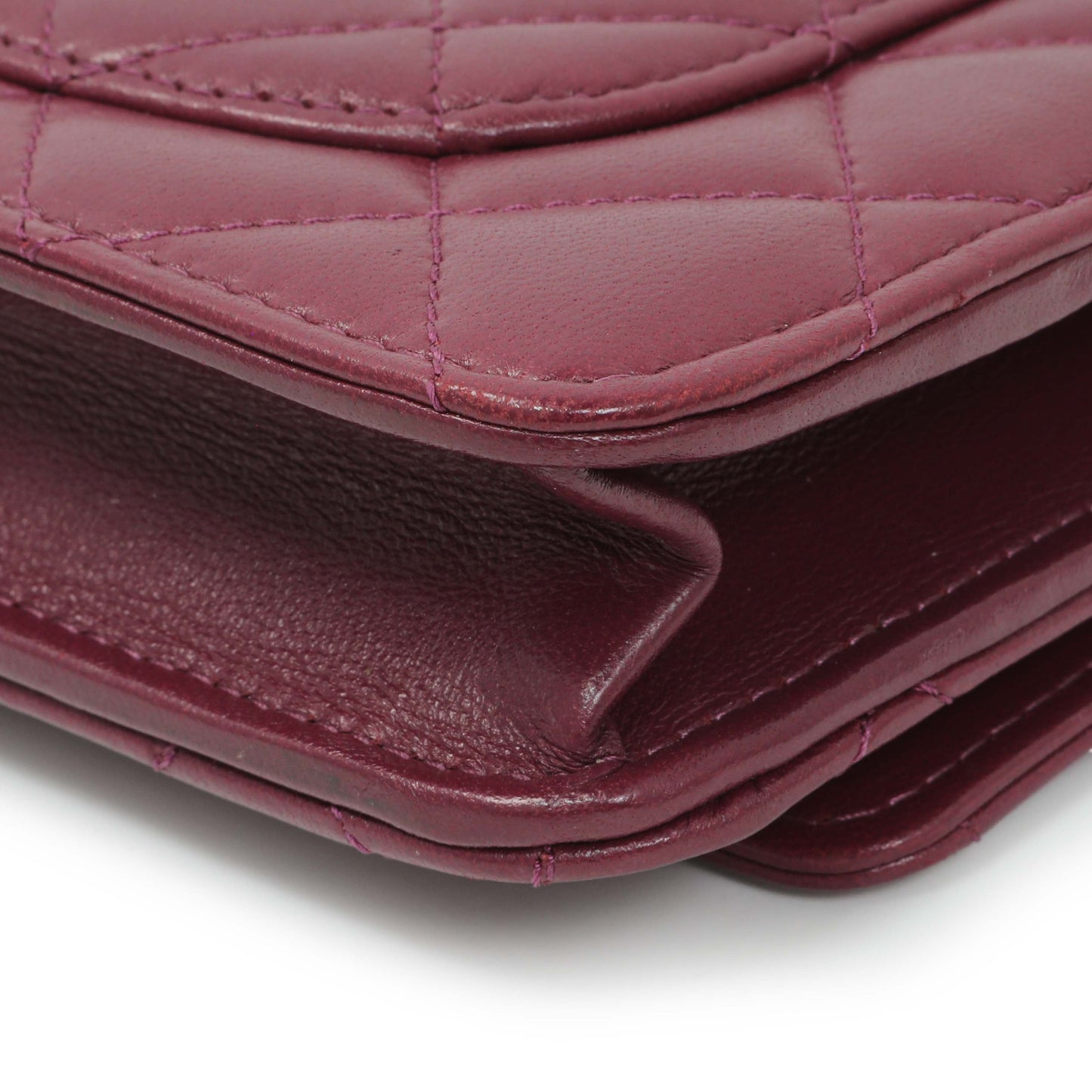 Exclusive Chanel Purple Lambskin Quilted Wallet On Chain — Alternate View 7