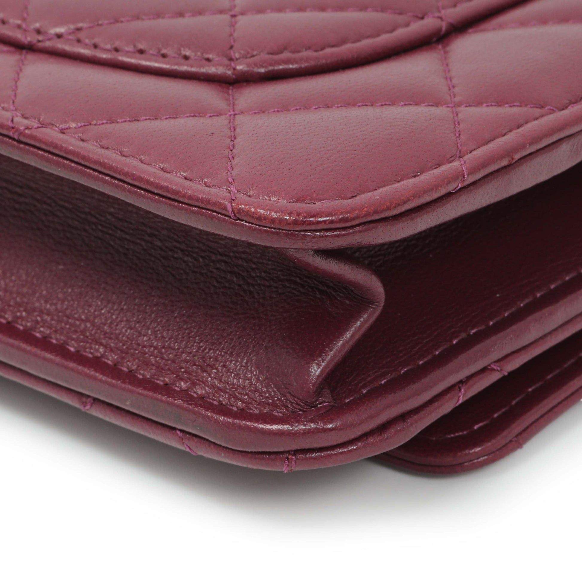 Exclusive Chanel Purple Lambskin Quilted Wallet On Chain — Alternate View 7