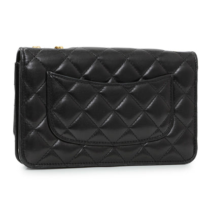 Exclusive Chanel Black Lambskin Quilted Pillow Crush Adjustable Chain Wallet On Chain — Side View