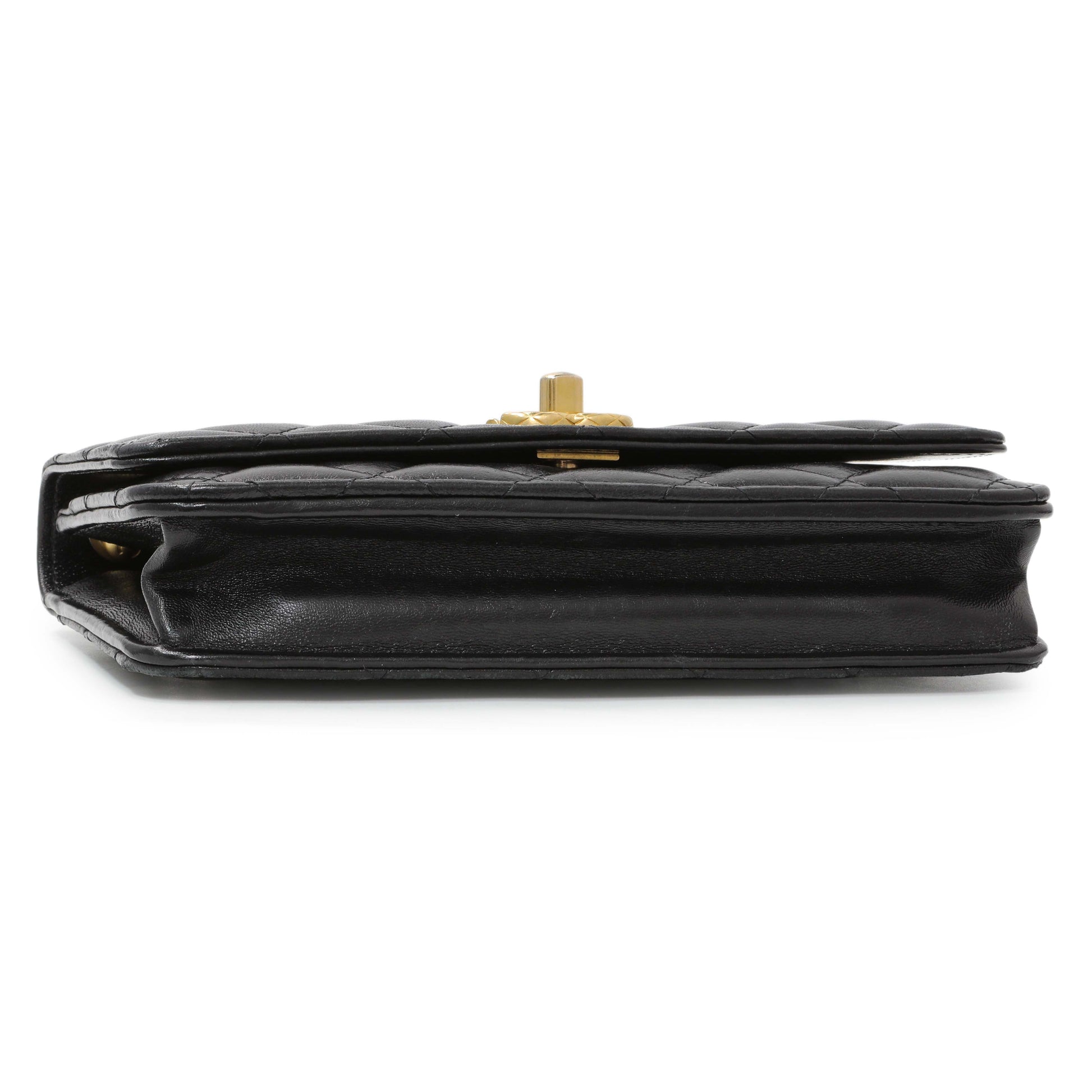 Exclusive Chanel Black Lambskin Quilted Pillow Crush Adjustable Chain Wallet On Chain — Back View